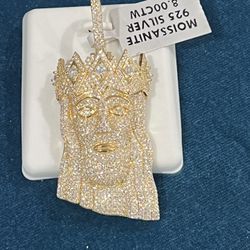Massive Iced Out Moisssanite Jesus Head Pendant