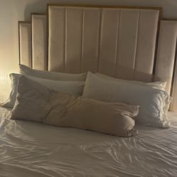 King Size Suede Cream Bed 