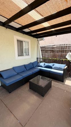 Outdoor Patio Sectional Sofa Set with Coffee Table