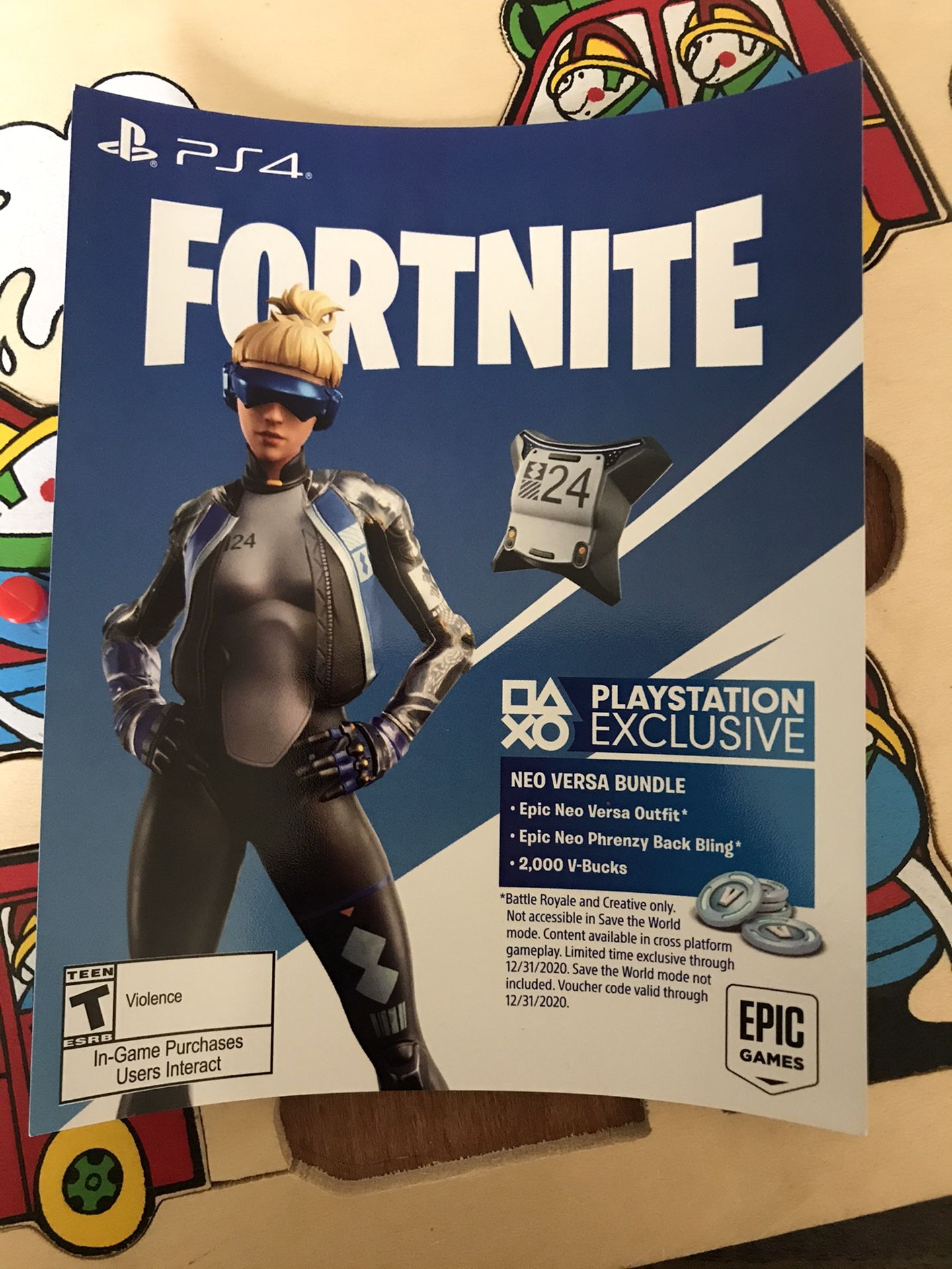 Fortnite DLC bundle neo versa outfit and mint pick axe