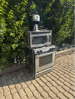 Gas Stove/Range Hood Microwave/Coffee Maker. Used. Everything works. Just a little dusty.