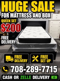 Huge sale for Mattress And Box Twin size #mattress and box 150.$ full 190$ Queen 200$ king 290$. free delivery free set up 708….289…7715… cash or Zell