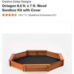 Octagon 6.5 ft. x 7 ft. Wood Sandbox Kit with Cover