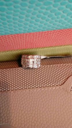 .925 sterling silver Wave ring w/ crystals