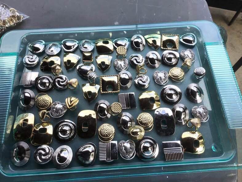 New old stock brass SCARF CLIPS from a factory that had closed in the 1980s EC, $4 Ea