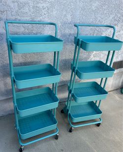 TWO 4 - TIER ROLLING CARTS