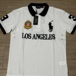 Polo Ralph Lauren Men's White Los Angeles Big Pony Crest #3 Size M