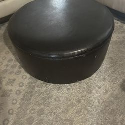 Round Ottoman for living room -dark brown (32” L/15”H)