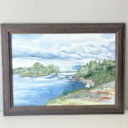 Original Watercolor Painting by Joyce Martin 2002 Signed Framed Painter by Lake