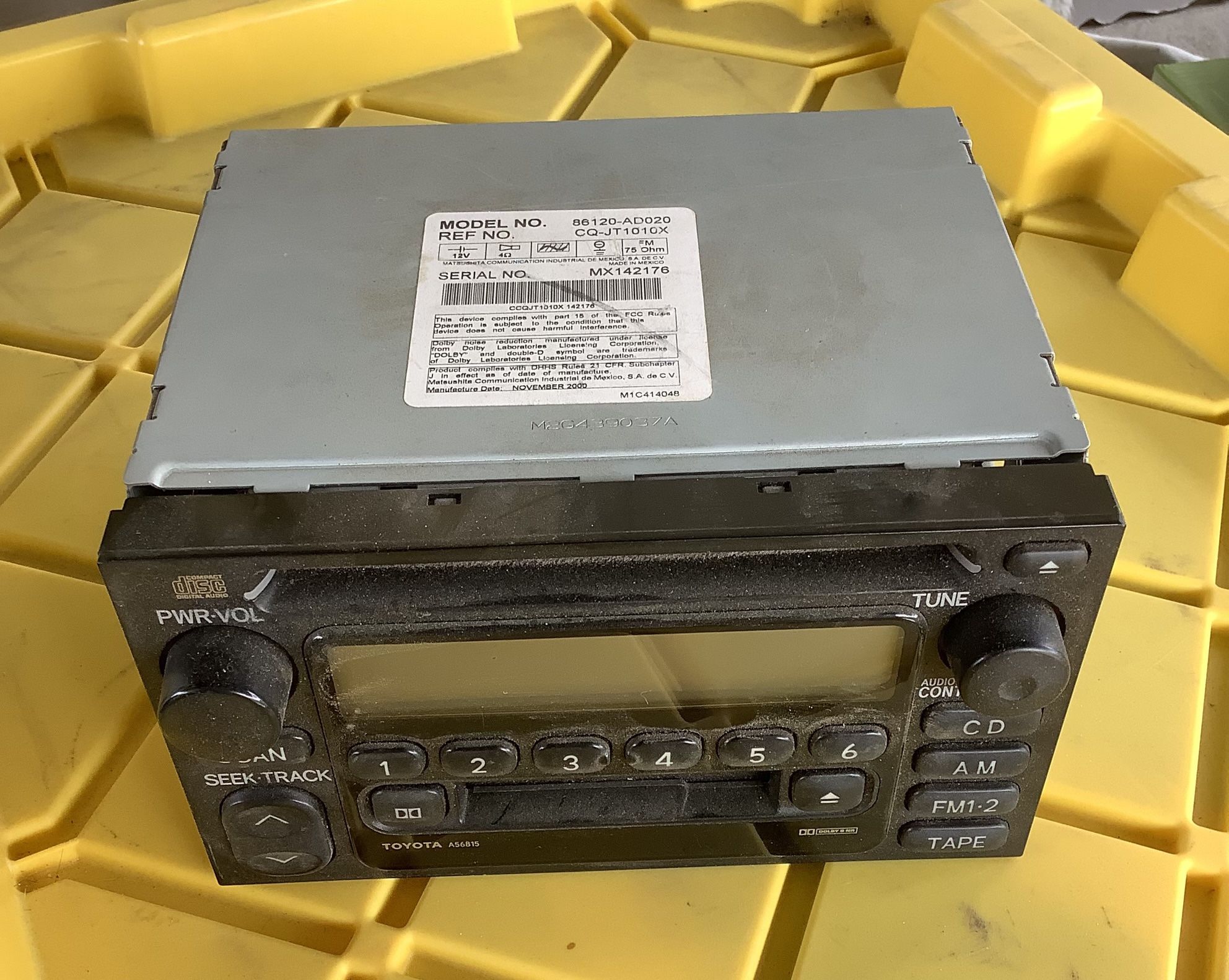 2000 + Toyota Tacoma OEM Stereo/cd Player Untested