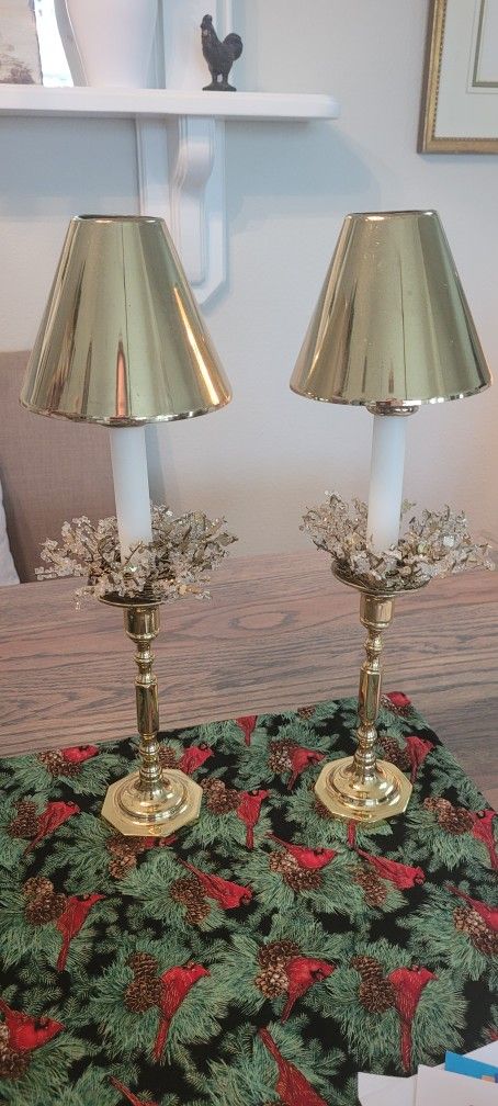 Pair Of Brass Decorative Candle Sticks, Made In England Available At Collins Street Junction Antique Shop In Plant City 45% Off