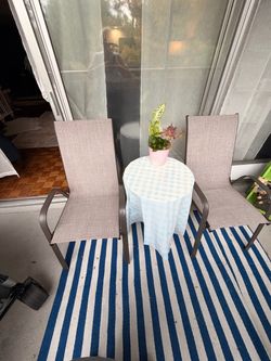 MOVING SALE – 2 Outdoor Patio Chairs + FREE Round Table