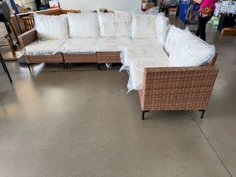 Brown 8 -Piece Wicker Conversation Patio Set