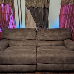 Dual Side Power Reclining Sofa - Brown