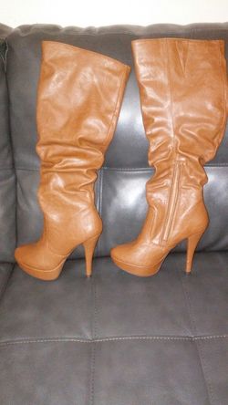 Tall Brown High Heel Boots - Size 6