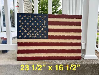 Plastic American Flag Wall Hanging Decor Heart Flag In/Outdoor