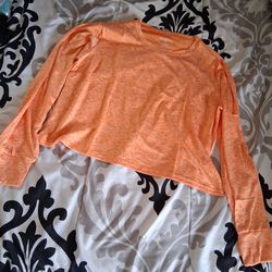 Ladies Long Sleeve Crop Crew Shirt