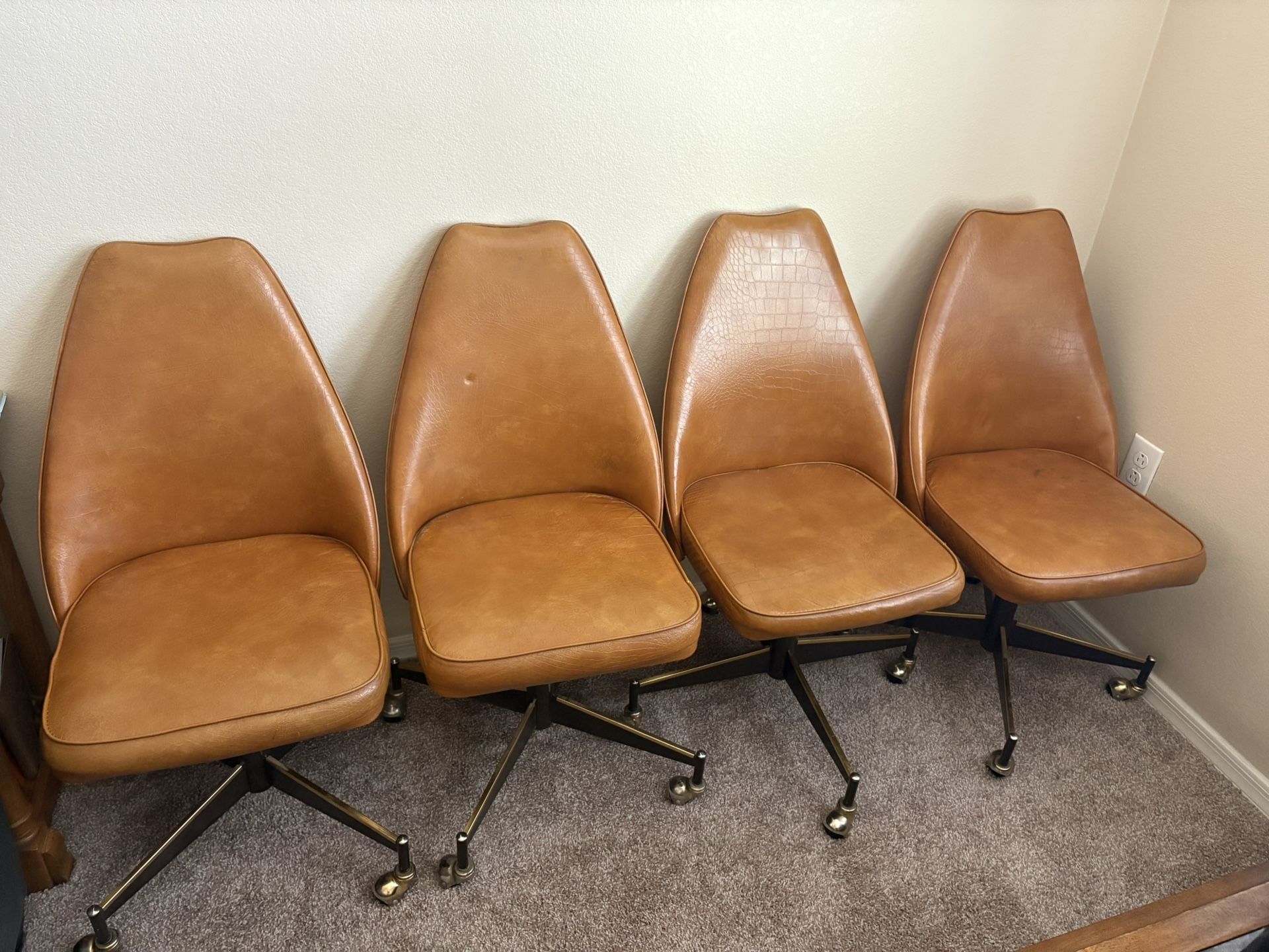 1978 MCM Tan Alligator Swivel Chairs