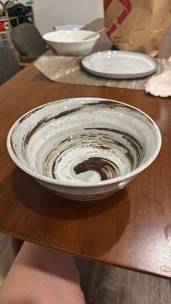 Japanese Ramen Bowls Set of 6 - Swirl Glaze Stoneware, Made in Japan