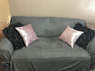 Grey suede couch