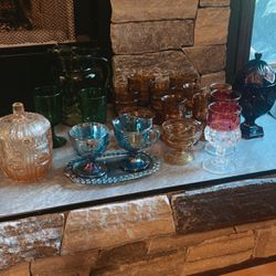 Lot Of Vintage Colored Glass 20 Pieces 