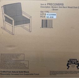 Walker Edison Modern Solid Wood Geometric Outdoor Club Chair, Brown