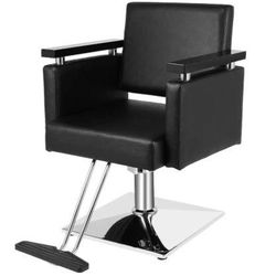 Black Heavy Duty Barber Chair 360° Rolling Swivel Hair Salon Chair
