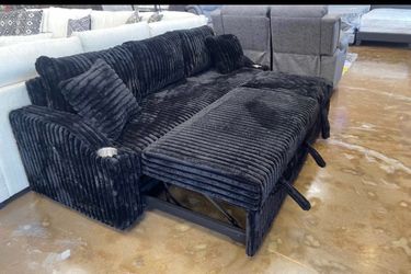 New black pull out sleeper couch with free delivery, pay on arrival