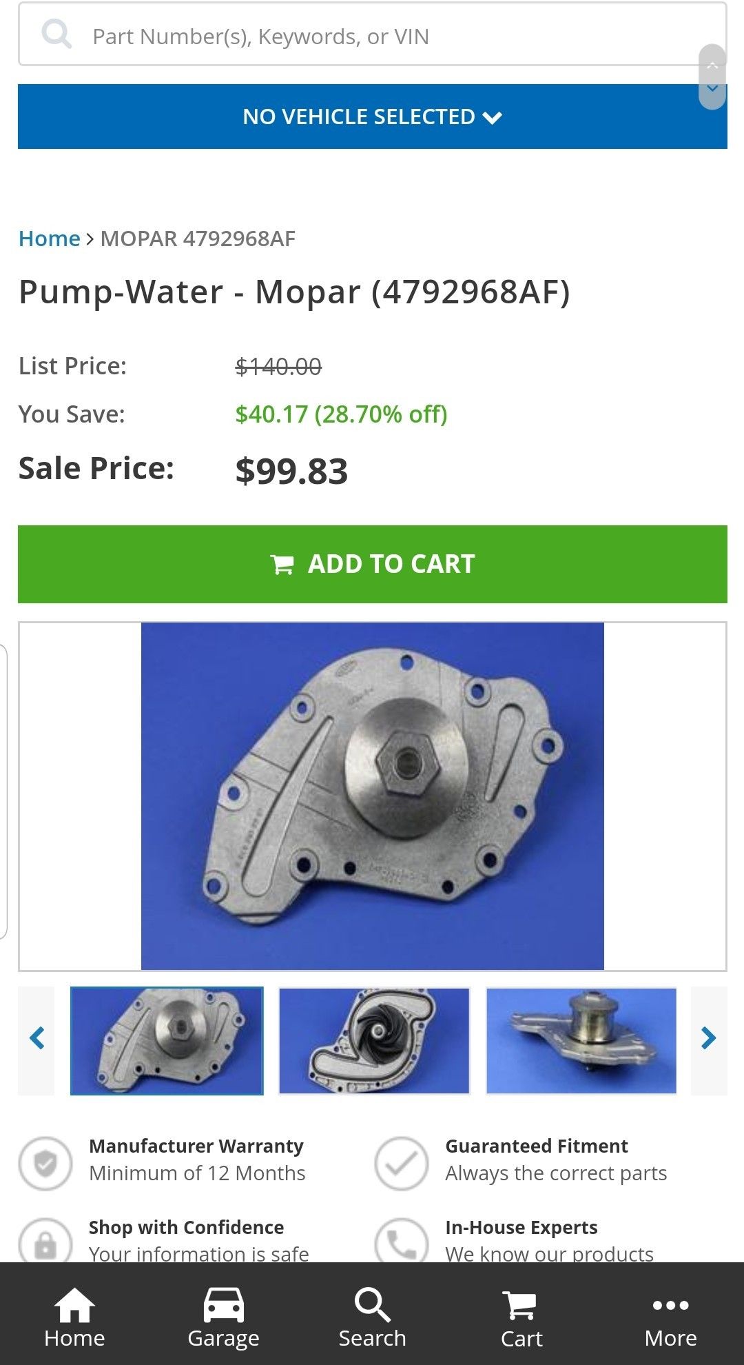 Dodge Water pump