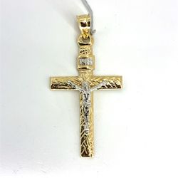 14Kt Two Tone Gold Jesus Cross Pendant 2.30g 21976491