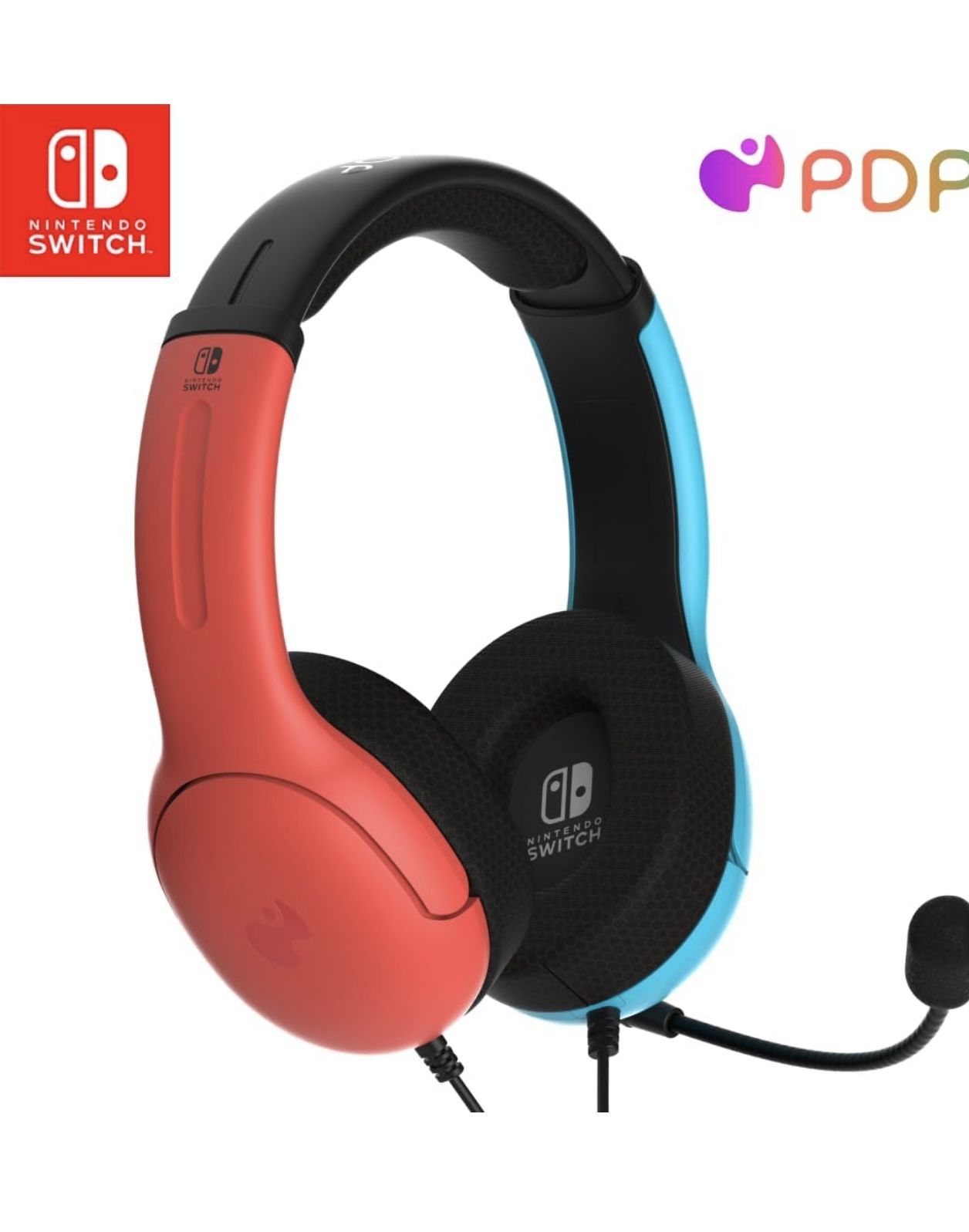 PDP Gaming LVL40 Airlite Stereo Headset for Nintendo Switch/Lite/OLED - Wired Power Noise Cancelling Microphone, Lightweight Soft Comfort On Ear