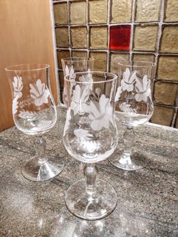 Vintage Etched Cordial Glasses