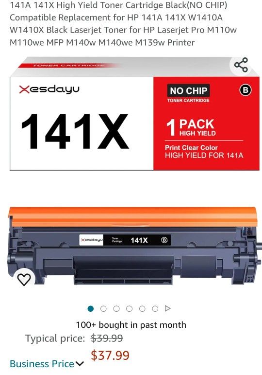 141A 141X High Yield Toner Cartridge Black(NO CHIP) Compatible Replacement for HP 141A 141X W1410A W1410X Black Laserjet Toner for HP Laserjet Pro 