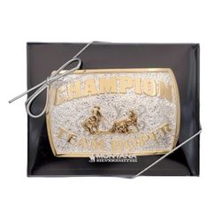 Montana Silversmiths Fine Silver Champion Team Roper Belt Buckle