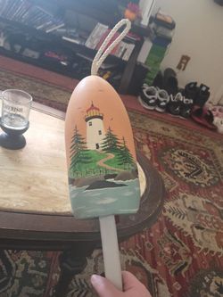 Hand painted lighthouse bouy