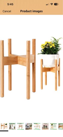 Plant Stand Indoor - Corner, Table and Floor Planter Holder - Adjustable, Durable Bamboo Wood - Fits 8, 10, 12-inch Dia Small, Mid-Large, Tall or Shor