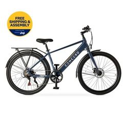 Concord 27.5" Step-Over Electric Bike, 36V, Aluminum, Weighs 49 Pounds, Class 2, Gray, Fits Riders 5'1" - 6'1", Adult, Unisex