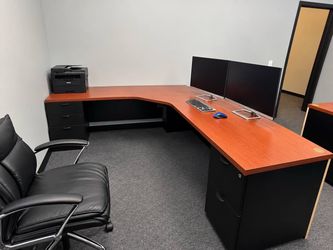 L-Shaped Office Desk with Storage Drawers + other furnitures