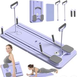 JANUA Pilates Board - Pilates Reformer Set, Multi-Purpose Foldable Pilates Reformer Board for Home, 5 in 1 Pilates Sliding Board (Purple)