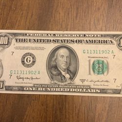 1950 Series G $100 Bill - One Hundred Dollar - Chicago Federal Reserve - Vintage Currency