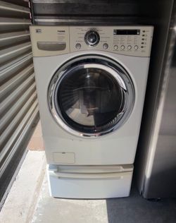 White LG Washer With Removable Pedestal