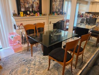 Modern Glass Dining Table + 4 Chairs