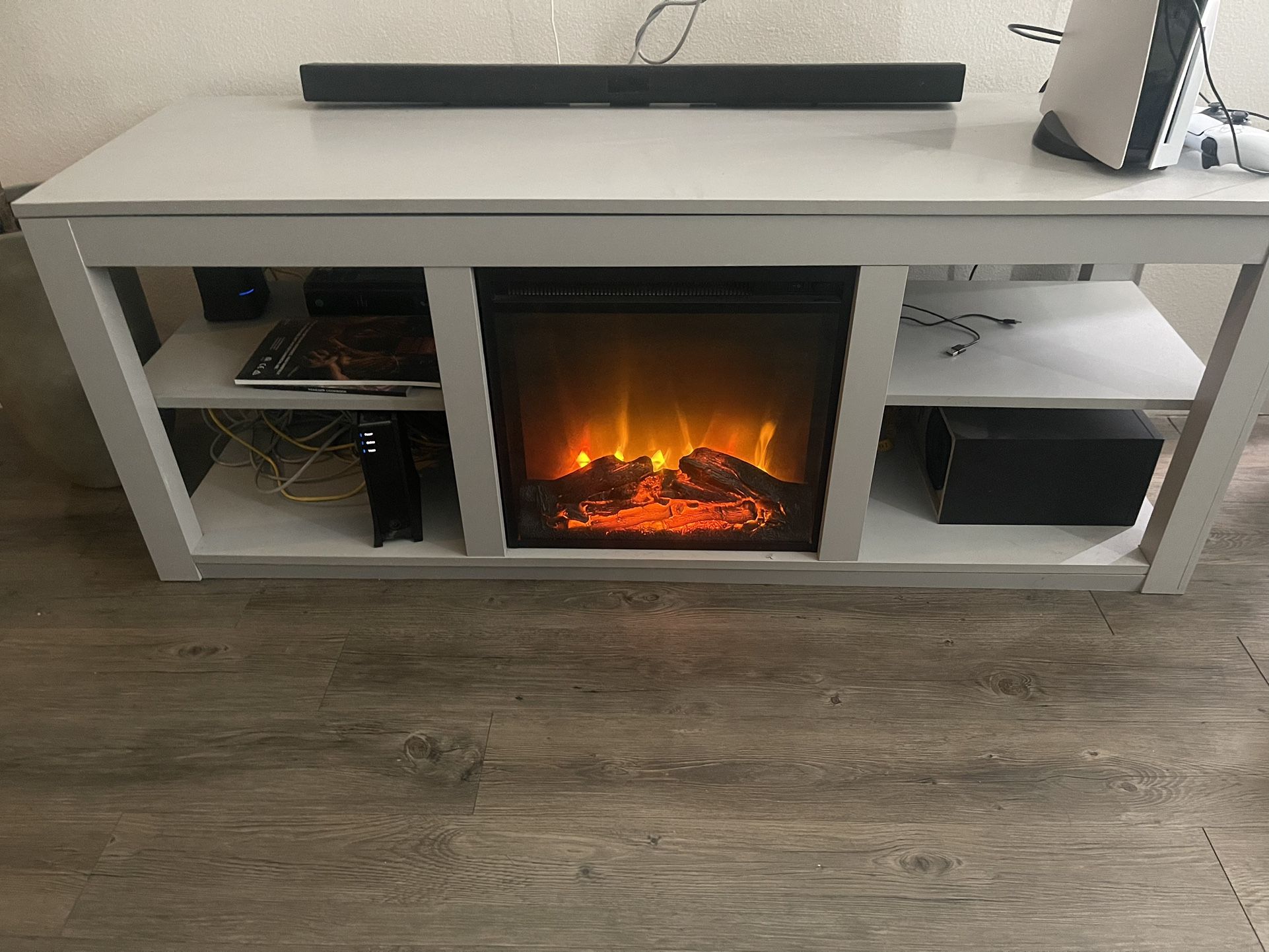 TV Stand With Working Electric Heater And Fake Fire