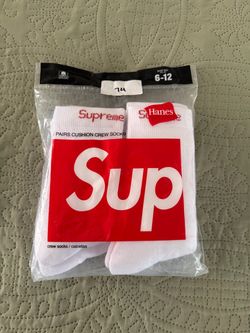 Supreme x Hanes Cushion Crew Socks White