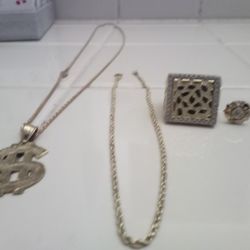 10 Karat Gold 350 For The Chain Dollar Sign Pendants 350 For The Big Ring 10 Carat A Honey For The Earrings 120 Br Bracelet 130