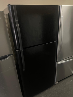 Unknown Brand Top Freezer Fridge – Black, Ice Maker, Clean