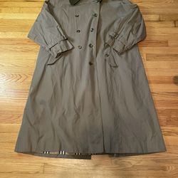 Vintage Burberry Women’s Size 18 Long Trench Coat Nova Check - Olive Green