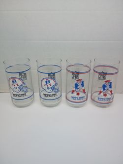 Vintage NFL New England Patriots Drinking Glasses Set of 4