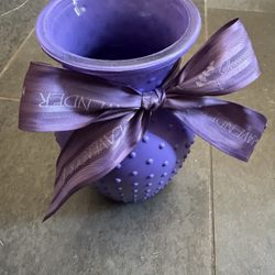 One of a Kind Beautiful Violet Purple Flower Vase with Bow 