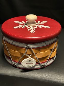 2012 longaberger Tree Trimming “little drum” red basket w/lid.